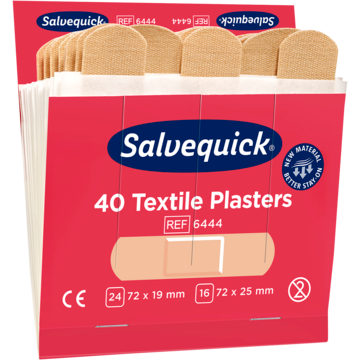 Salvequick Fabric Plasters, 40 per refill, 6 refills per box