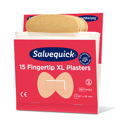 Salvequick Extra Large Fingertip Plasters, 15 per refill, 6 refills per box