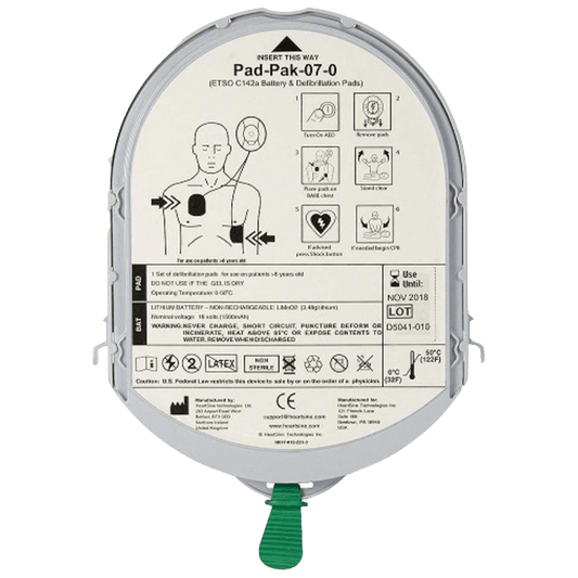 HeartSine PAD-PAK-07 battery and electrodes (approved for aviation)