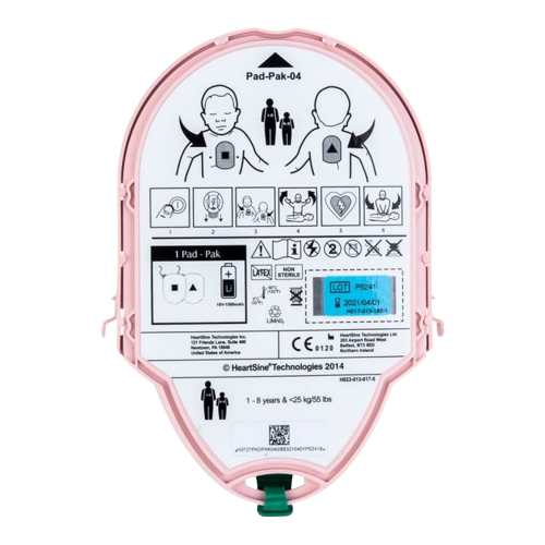 HeartSine PAD-PAK-04 battery and pediatric electrodes