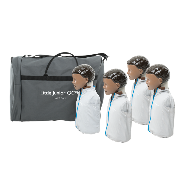 Laerdal Little Junior QCPR, dark skin tone, 4-pack, with bag
