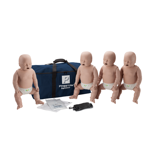Prestan Professional Baby with feedback (audio/light), light skin tone, 4-pack, including 50 lungs/face shields and carry case