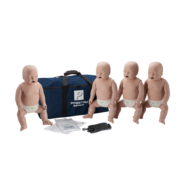 Prestan Professional Baby with feedback (audio/light), light skin tone, 4-pack, including 50 lungs/face shields and carry case