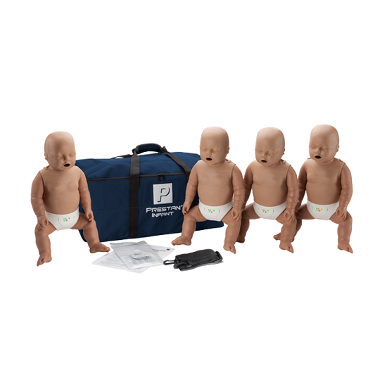 Prestan Professional Baby with feedback (audio/light), dark skin tone, 4-pack, including 50 lungs/face shields and carry case