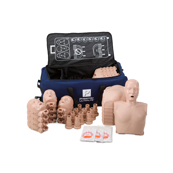 Prestan Ultralite with feedback (audio/light), light skin tone, 12-pack, including 150 lungs and wheeled carry case