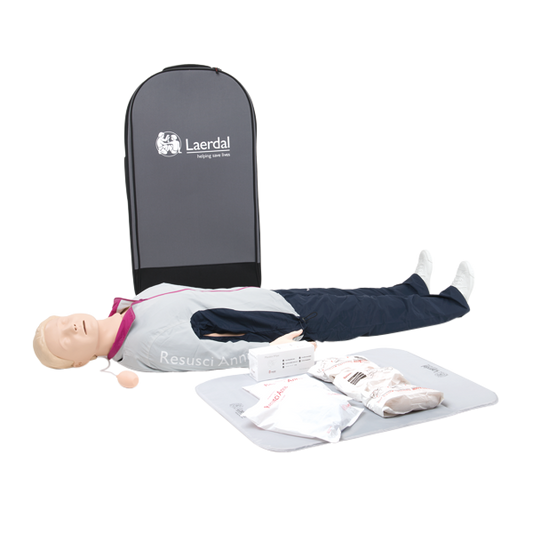 Laerdal Resusci Anne QCPR with Airways (AW) head, full-body manikin with bag
