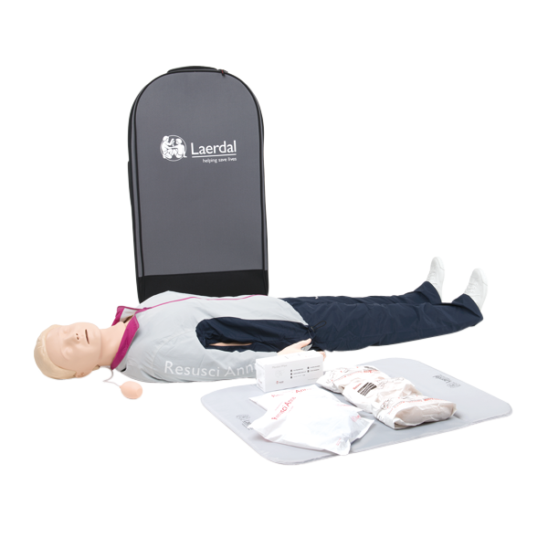Laerdal Resusci Anne QCPR with Airways (AW) head, full-body manikin with bag